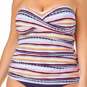 Anne Cole Plus Twist Front Bandeau Tankini Top
